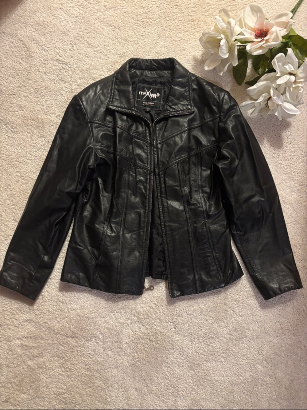 Wilsons Leather Black Genuine Leather Zip-Up Jacket